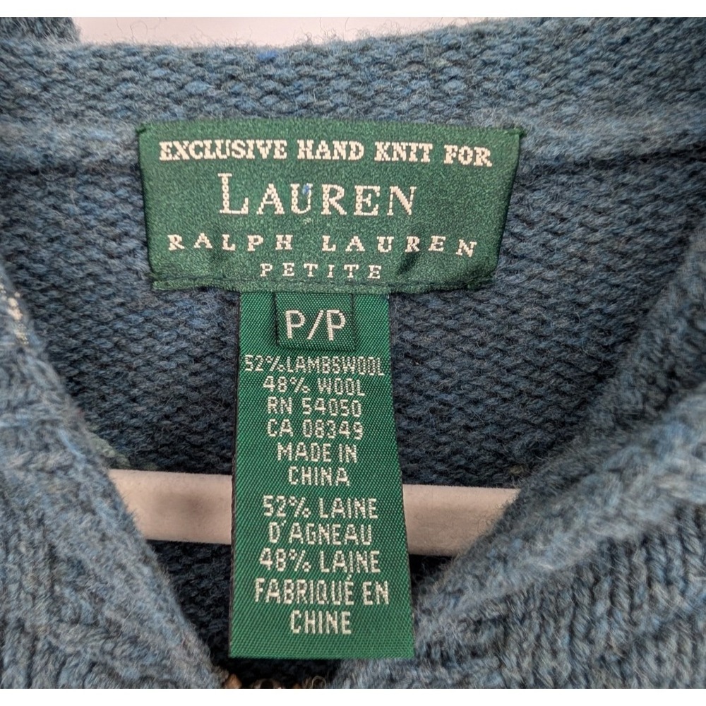 VTG‎ Ralph Lauren Hand Knit Wool Hunting Dog Zip Hooded Sweater SP Heritage Prep - Picture 6 of 15